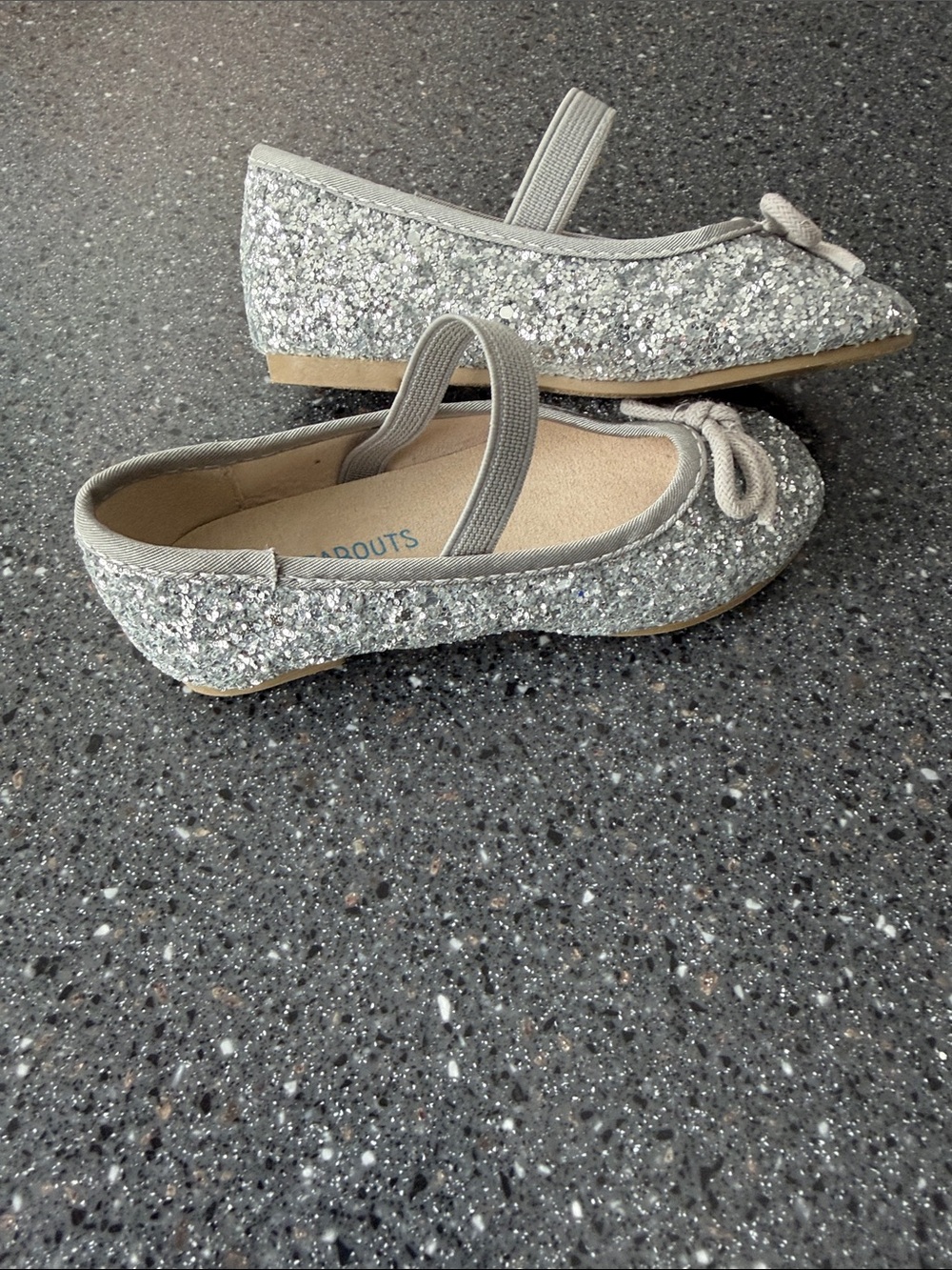 NWOT! Toddler Girls Glitter Mary Jane Ballet Flats in Silver